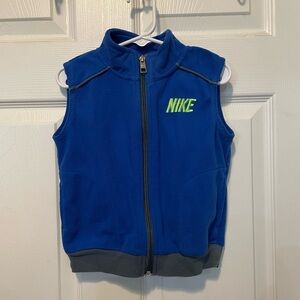 Nike Fleece Vest 3T • Blue Zip-Up with Neon Logo